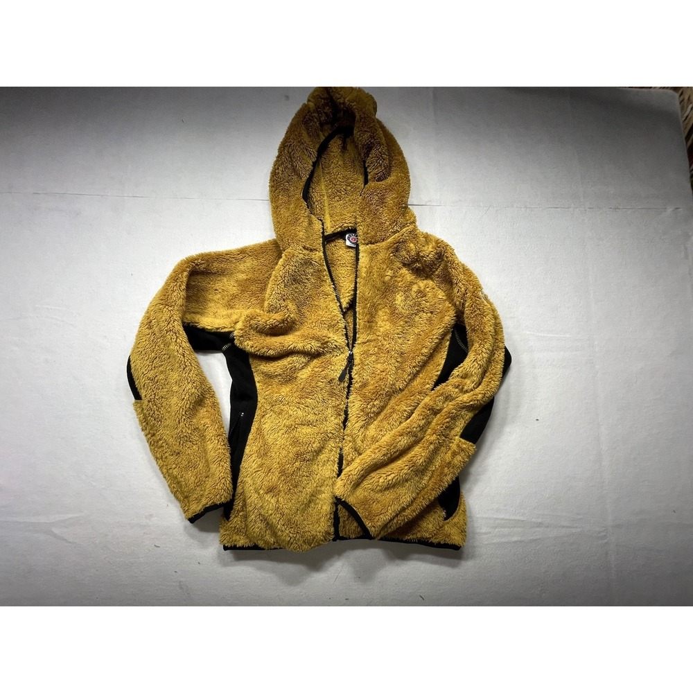 ICEWEAR Iceland Womens L Fleece Lined Hooded Jacket Zip Front Mustard Black